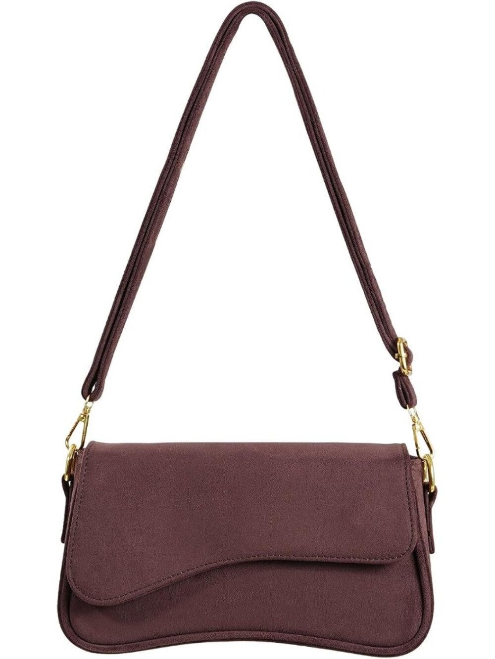 👜Women Suede-Coffee PU Leather Y2K Shoulder Bag Underarm Crossbody Travel Purse